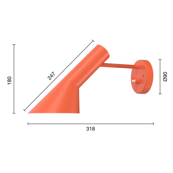 louis poulsen AJ seinävalaisin mitat Electric Orange kuva