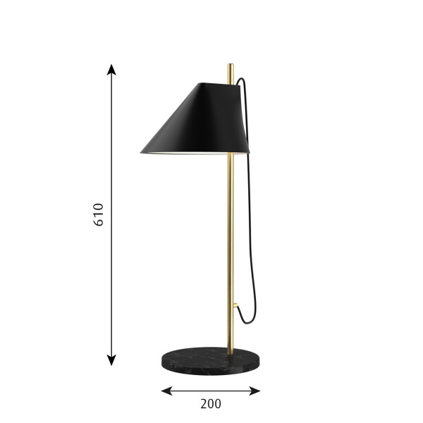 Yuh pöytävalaisin mitat messinki marmori musta image