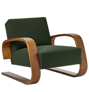 Artek 400 "TANKKI" nojatuoli, pähkinä/vidar vihreä kuva