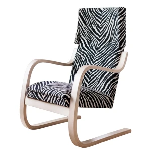 Artek 401 nojatuoli, koivu/Zebra musta kuva
