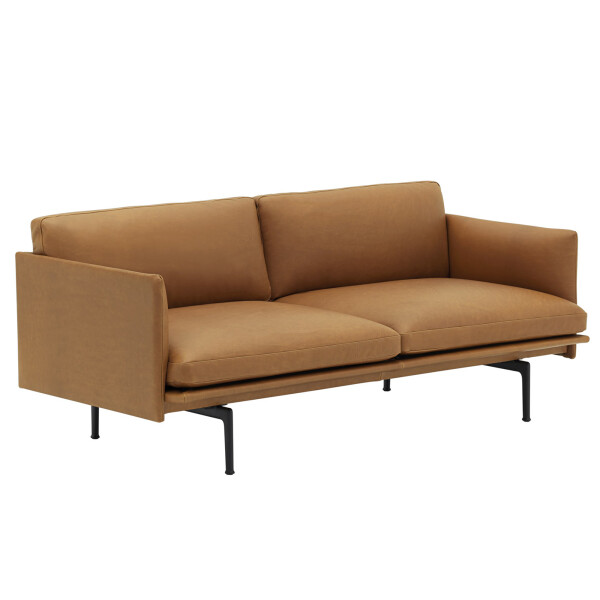 Muuto Outline 2 seater Cognac Refine front 45 angle kuva