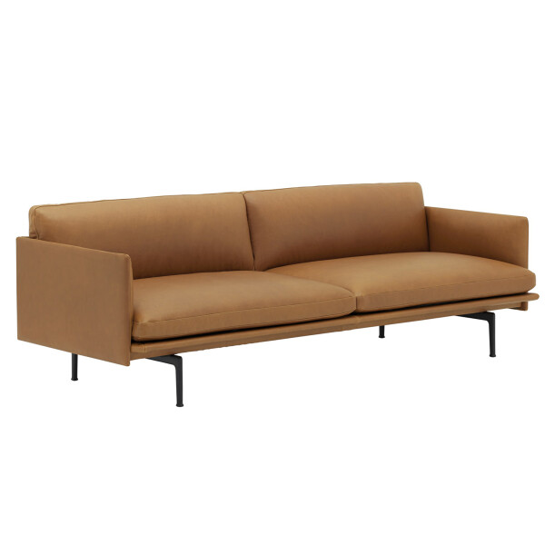 Muuto Outline 3 seater Cognac Refine front 45 angle kuva