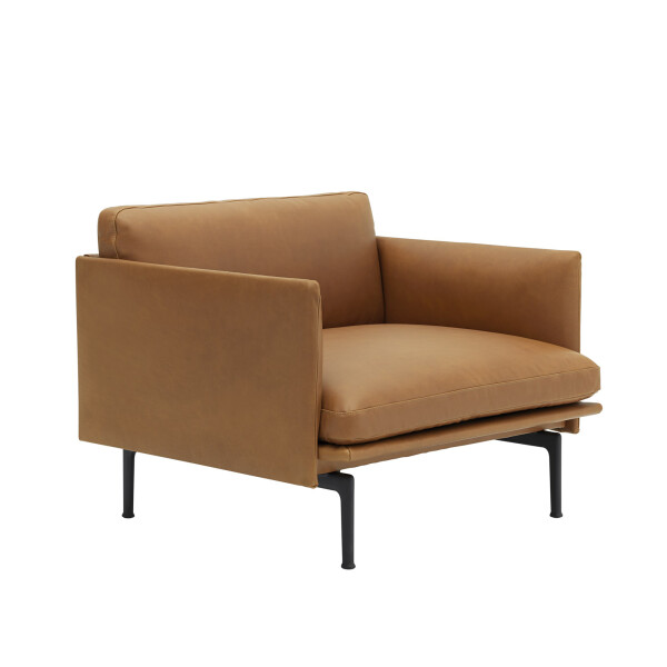 Muuto Outline chair Cognac Refine front 45 angle image