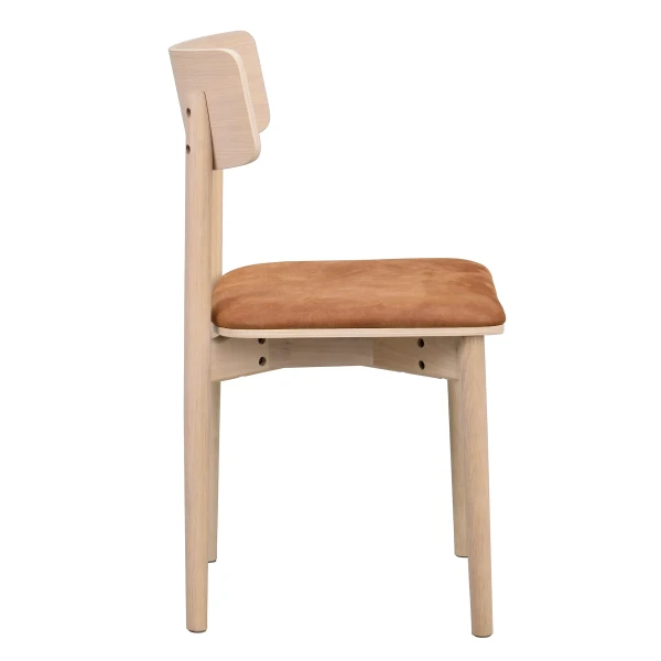 120941 a Wolcott chair brown microfibre fabric whitewashed oak kuva