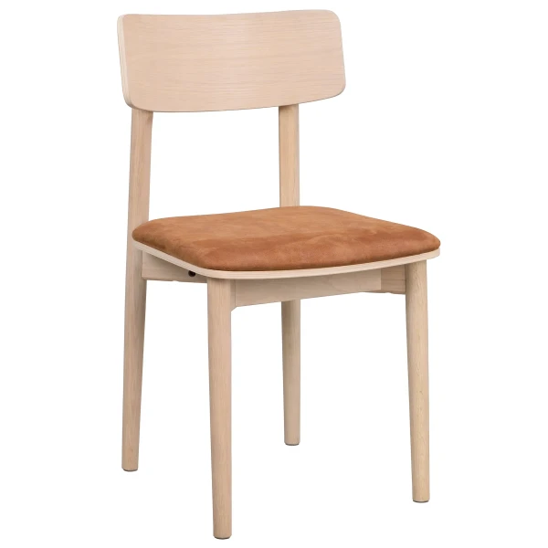 120941 e Wolcott chair brown microfibre fabric whitewashed oak kuva