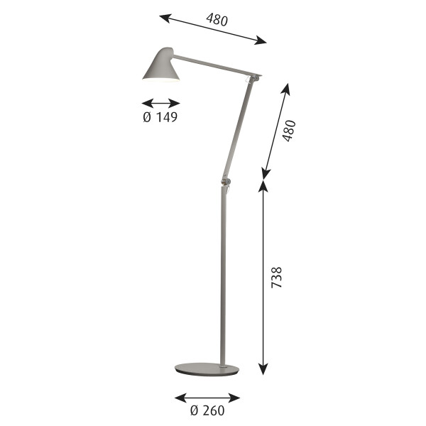 NJP Floor Light Alu Grey size kuva