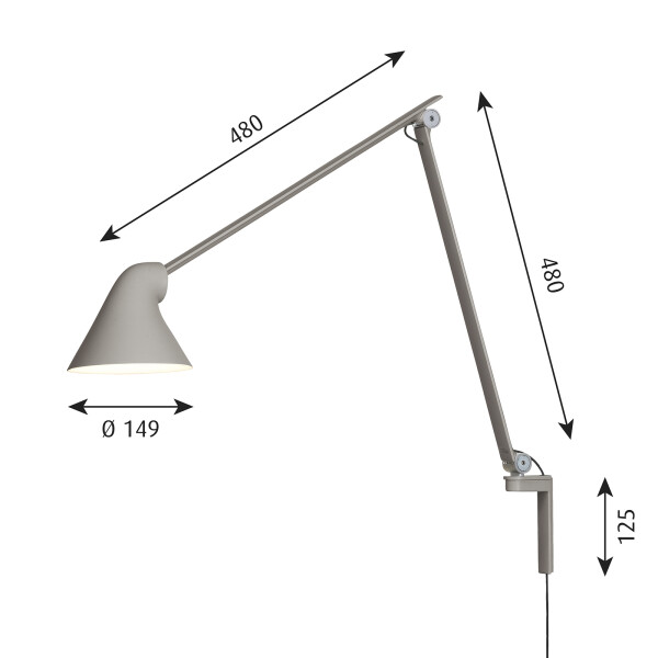 NJP Wall long size Light Alu grey kuva