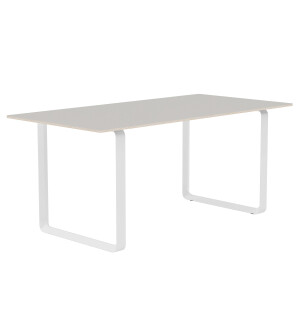 Pöydän jalat: Valkoinen, Pöytälevy: Harmaa linoleumi, vaneri kuva