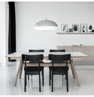 Skovby 11 ruokapöytä 183/229/275x100, valkoöljytty tammi/valkoinen laminaatti kuva