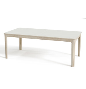 Skovby 27 ruokapöytä 205-511x101 cm, valkoinen laminaatti/valkoöljytty tammi kuva