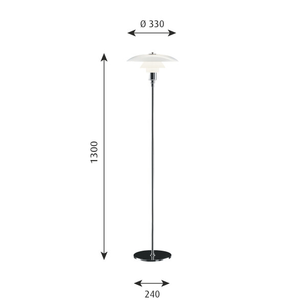 PH 3½-2½ Floor Chrome size kuva