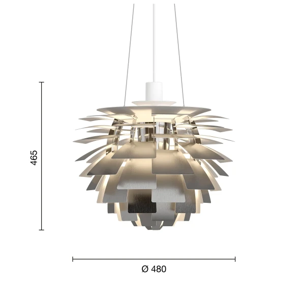 PH Artichoke EU 480 Stainless Steel Chrome Measurement kuva