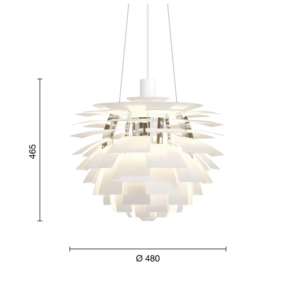 PH Artichoke EU 480 White Chrome Measurement kuva
