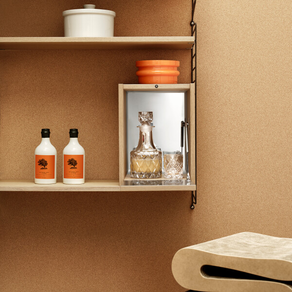 String Tiny Cabinet oak open interior image