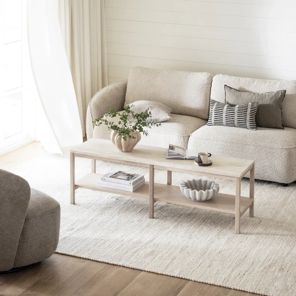 Rowico Norris sofa light beige anna 2 Orwel coffee table beige white wash Roselawn sofa chair brenda beige kuva