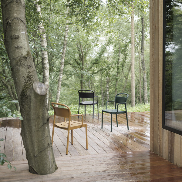 Muuto Linear steel armchair burnt orange black dark green kuva