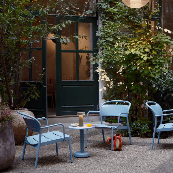 Muuto linear steel lounge armchair coffee table 42 h47 pale blue image