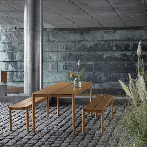 Muuto Linear Steel Table Bench Burnt Orange Lifestyle image