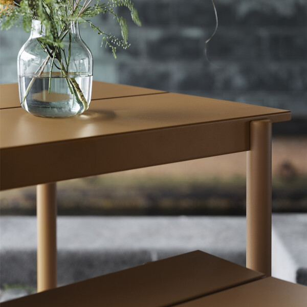 Muuto Linear Steel Table Bench Burnt Orange Silent Detail image