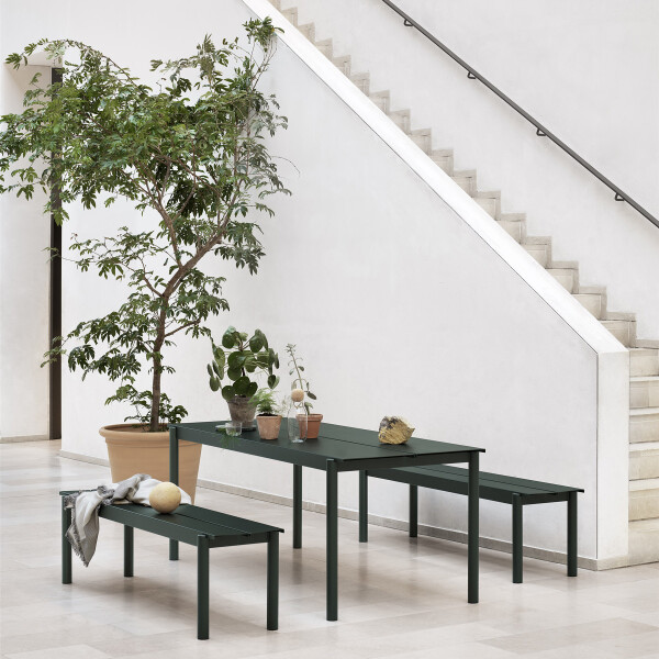 Muuto Linear steel series table bench dark green inside image