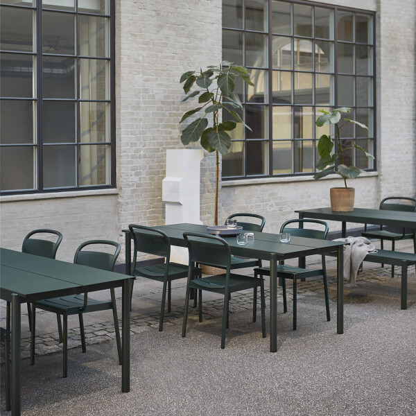 Muuto linear steel chair table 200 bench dark green kuva