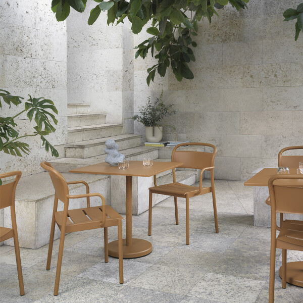 Muuto Linear steel armchair cafe table 70x70 burnt orange image