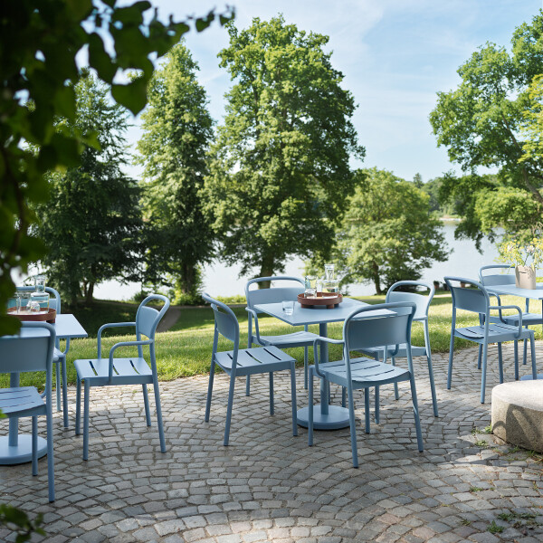 Muuto linear steel cafe table 73 armchair side chair pale blue image