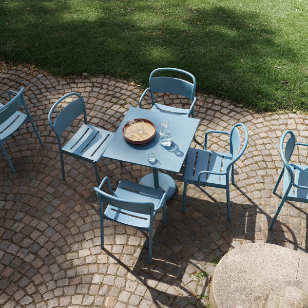 Muuto linear steel cafe table h73 70x70 side chair armchair pale blue image