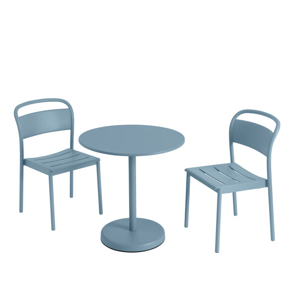 Muuto Linear steel cafe table h 73 side chair pale blue image