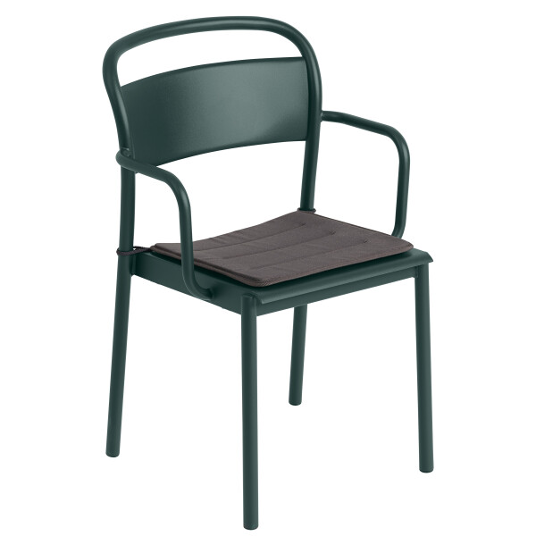 Muuto Linear steel side chair dark green w seatpad dark grey image