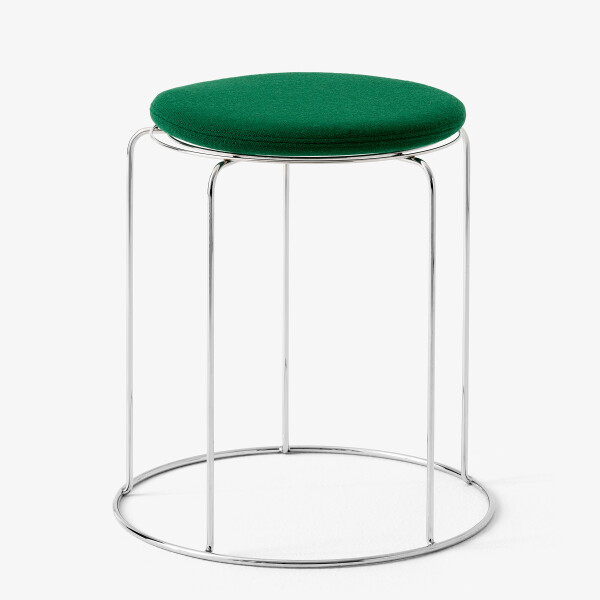 Wire Stool VP11 Stainless Steel w. Hallingdal 944 Seat Pad kuva