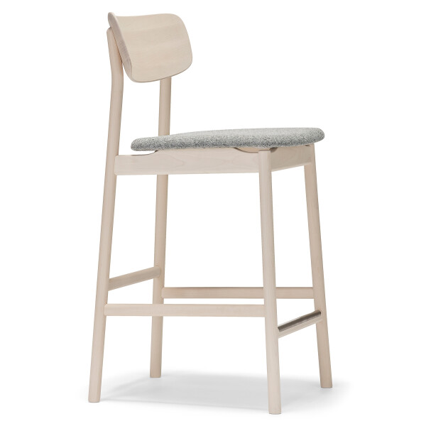 Stolab Prima Vista bar stool birch bright matt lacquer Kvadrat Hallingdal 65 130 medium grey 0101 image