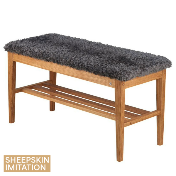Oscarssons Mobel Nadja bench oil faux sheepskin dark grey image