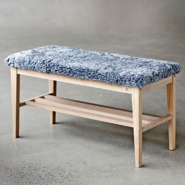 Oscarssons Mobel Nadja bench white oil sheepskin light image