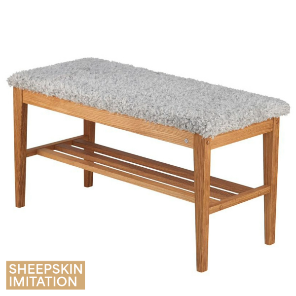 Oscarssons Mobel Nadja bench oil faux sheepskin light grey image