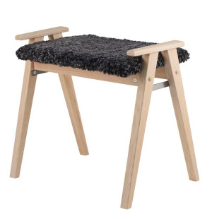 Oscarssons Möbel ALME jakkara, valkoöljytty tammi/tummanharmaa lampaantalja tai -jäljitelmä kuva