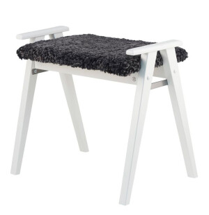 Oscarssons Möbel ALME jakkara, valkoinen/tummanharmaa lampaantalja tai -jäljitelmä kuva