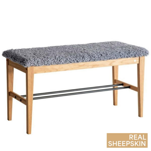 Oscarssons Mobel Cora bank farskinns ljusgra oljad ek kuva