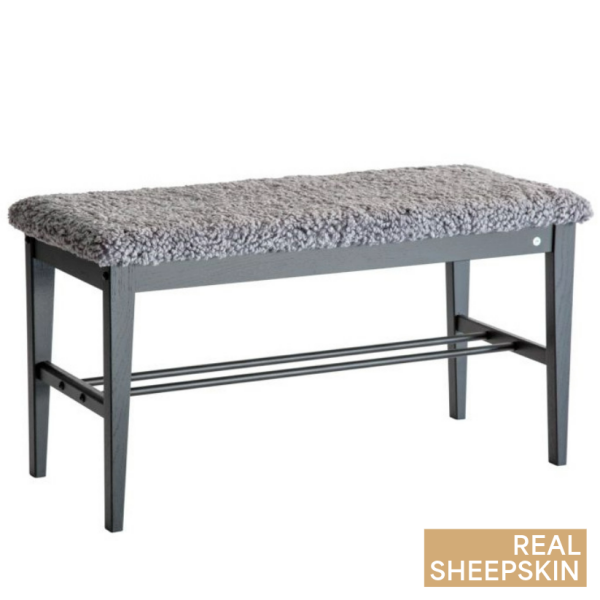 Oscarssons Mobel Cora bank farskinns ljusgra svart ek kuva