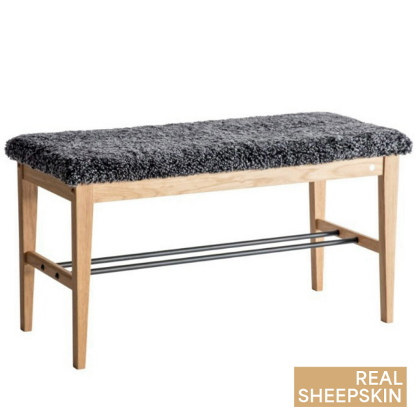 Oscarssons Mobel Cora bank farskinn morkgra lackad ek kuva