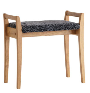 Oscarssons Möbel MEJA pall, oljad ek/mörkgrått fårskinn eller -imitation image