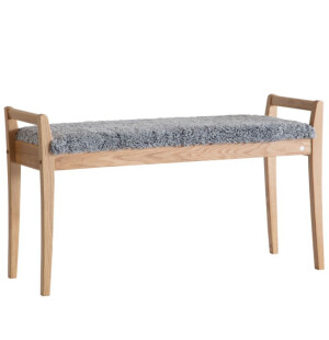 Oscarssons Möbel MEJA penkki, lakattu tammi/vaaleanharmaa lampaantalja tai -jäljitelmä kuva