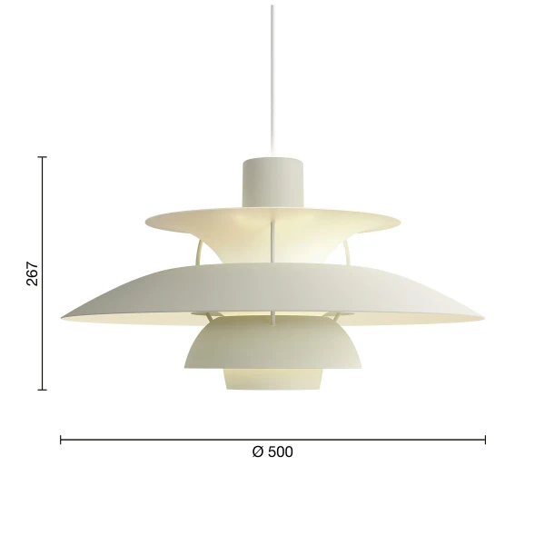 LP PH 5 Monochrome EU Pendant Pale Pewter Measurement image