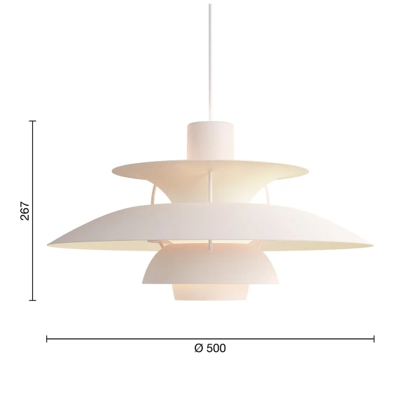 LP PH 5 Monochrome EU Pendant Pale Blush Measurement kuva