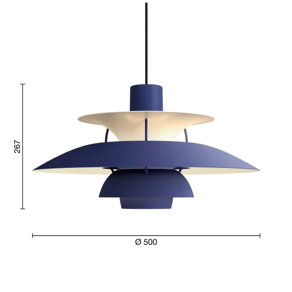 LP PH 5 Monochrome EU Pendant Dusty Indigo Measurement image