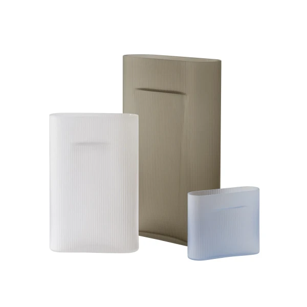 Ridge vase frosted glass taupe light blue white 16 35 48 group kuva