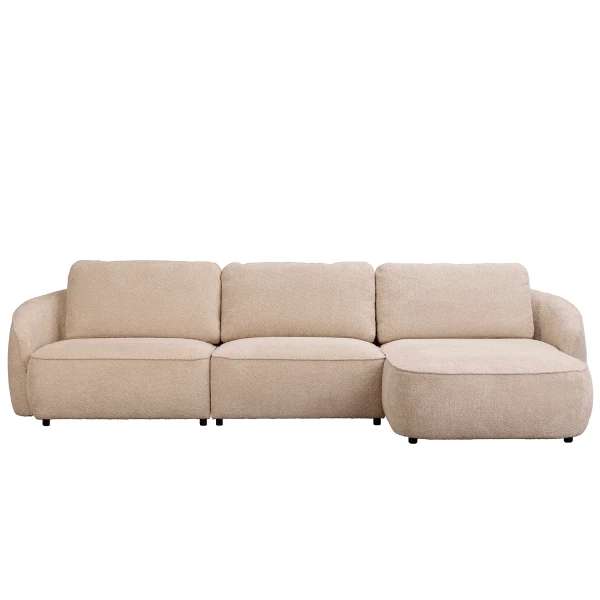 124573 b sb a Norris sofa 4 seater chaise longue R light beige fabric Anna 2 image
