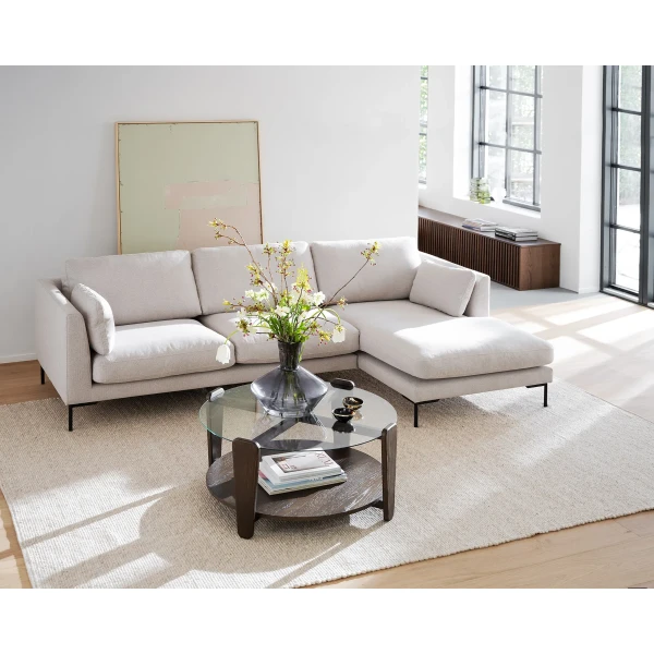 129153 121274 b mb Corwin sofa 35 seater chaise longue R light beige Arran coffee table brown oak glass 09 kuva