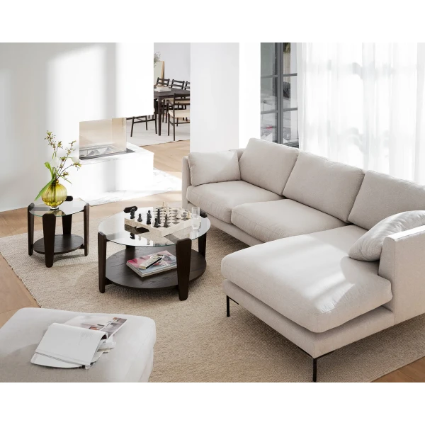 129153 129152 121275 121274 b mb Corwin sofa 35 seater chaise longue R light beige Corwin fotstool Arran coffee table 03 kuva