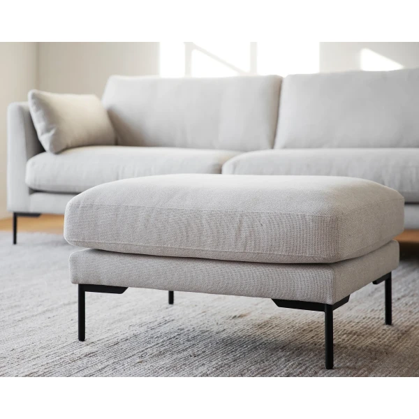 129150 129152 b mb Corwin 3 seater light beige black metal Corwin footstool 01 kuva